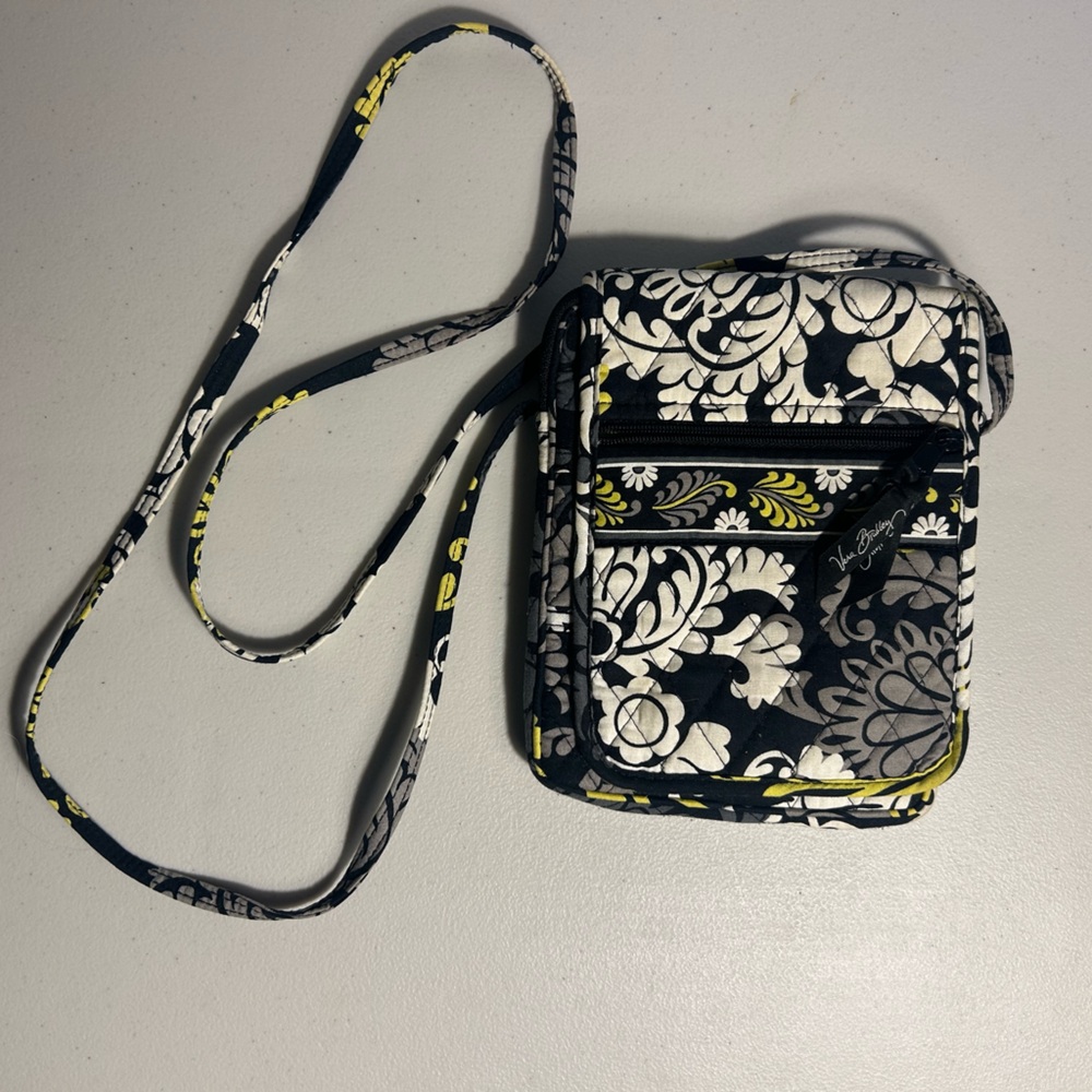 Vera Bradley Black, Green, and White Floral Crossbody Bag 🌱